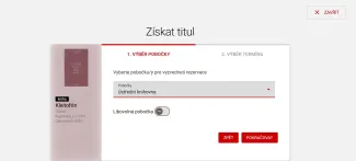 Výběr pobočky potvrzení