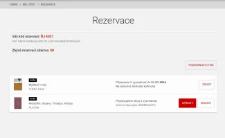 Můj účet rezervace