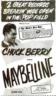 Reklama na singl Chucka Berryho „Maybellene“ ze 6. srpna 1955